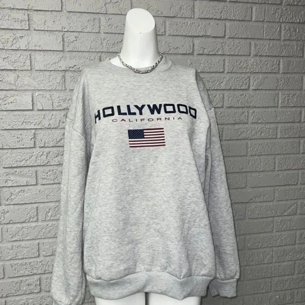 Hill Hollywood California Gray Pullover Oversized Sweatshirt Size L